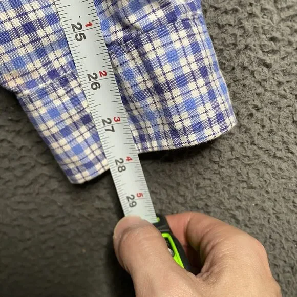 Polo Ralph Lauren Shirt Mens 2XLT Tall Blue Plaid Oxford Button Up Flesh Pony - Picture 6 of 16